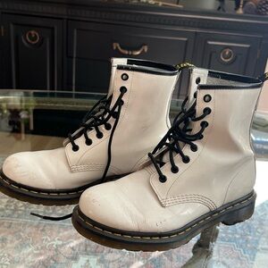 White Dr. Martens Patent Leather Boot